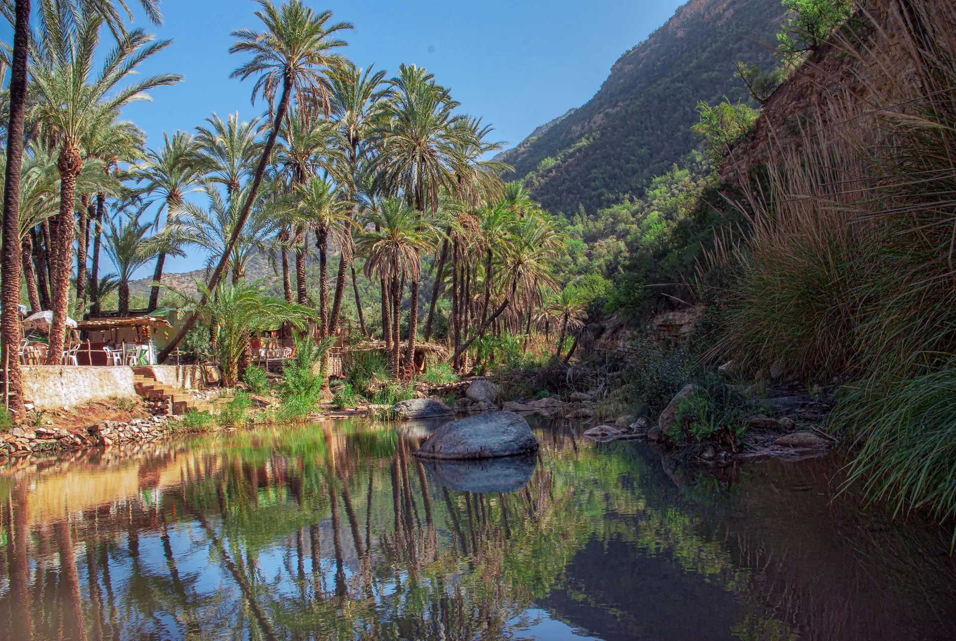 Paradise Valley dans le Souss-Idaoutanane — gorges et bassins naturels au cœur d'une palmeraie, excursion classique depuis Taghazout Bay